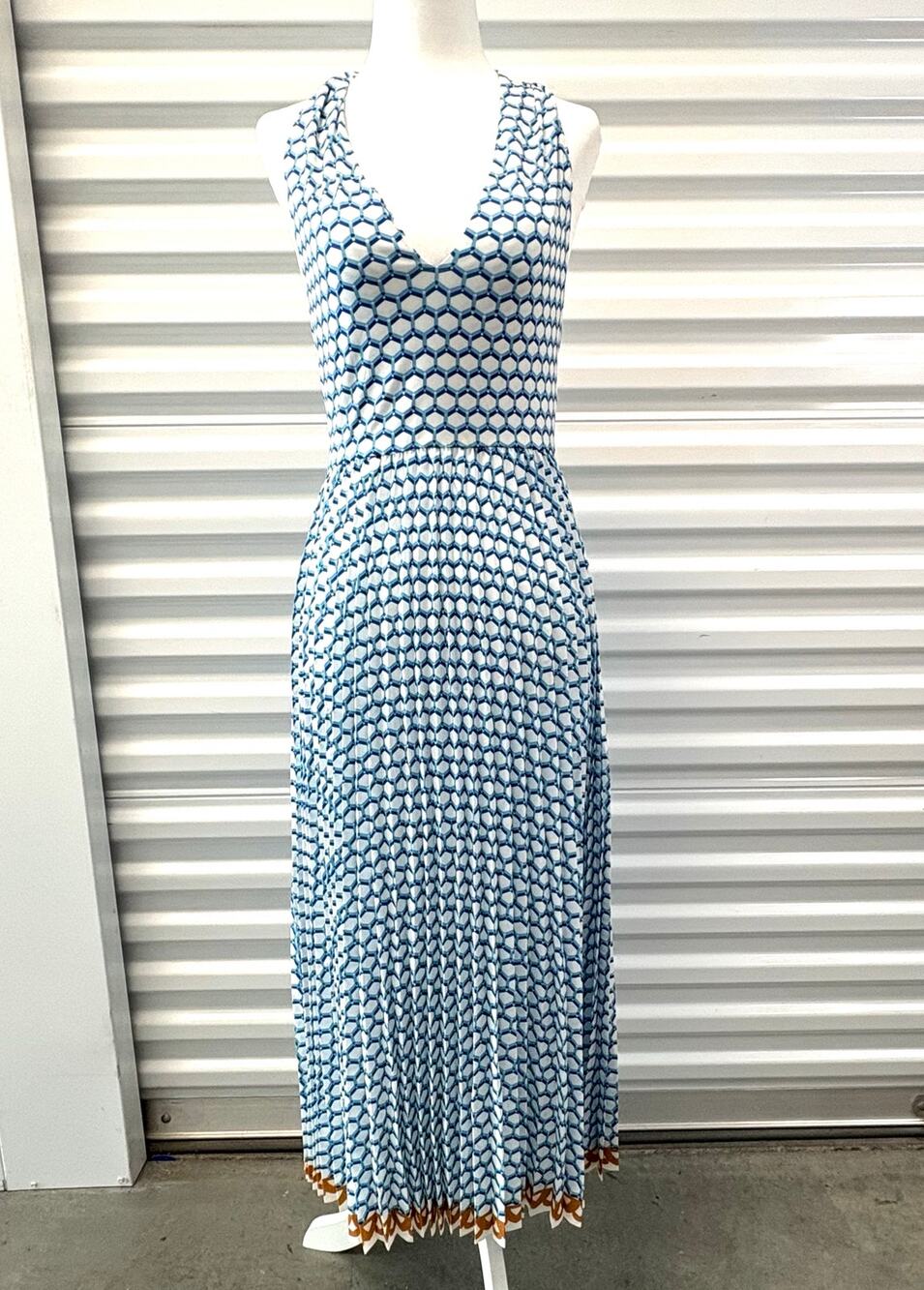 Le Superbe Dress Santorini Dream White Blue Halter, Women’s Size XS